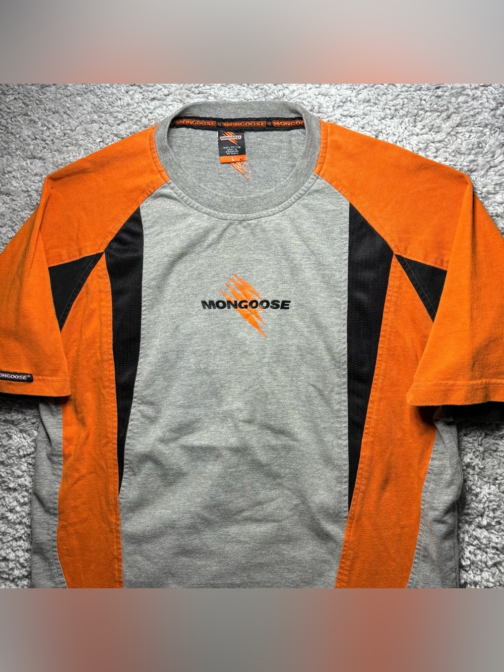 VINTAGE MONGOOSE Shirt Mens Large BMX Biker Mountain Cycling Performance Y2K 90s